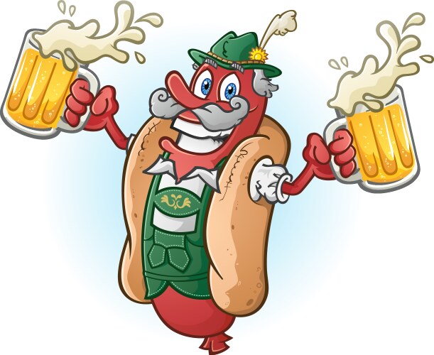 bratwurst hotdog beer cartoon vector image