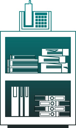 Office cabinet with telephone and folders inside vector image