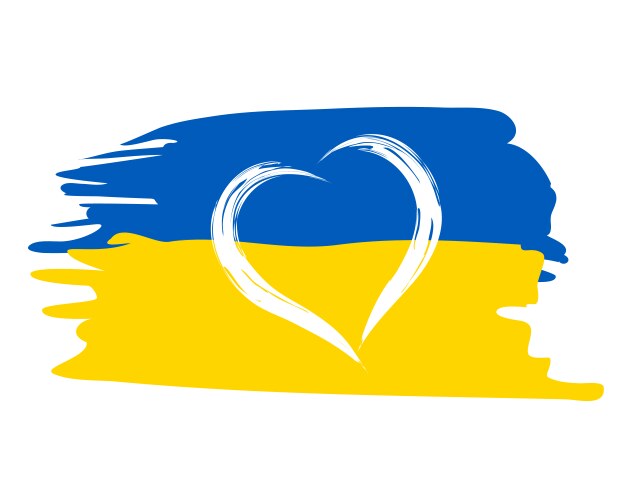 Painted ukrainian flag with heart shape symbol vector image