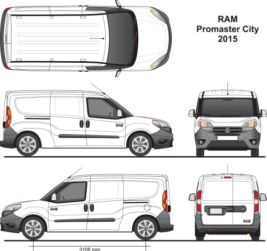 Ram promaster city cargo delivery van 2015 vector image