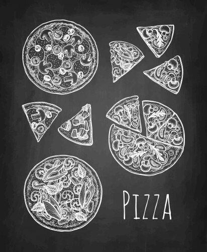 chalk sketch pizza vector image