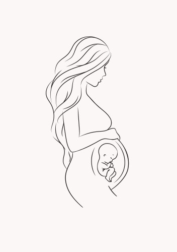 pregnant woman with a baby in linear style light vector image