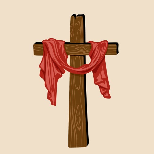 Hand drawn cross of jesus with drapery vector image