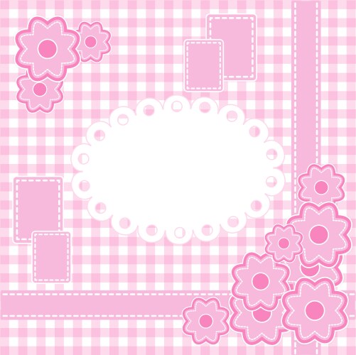 Baby girl card with stripes and flowers vector image