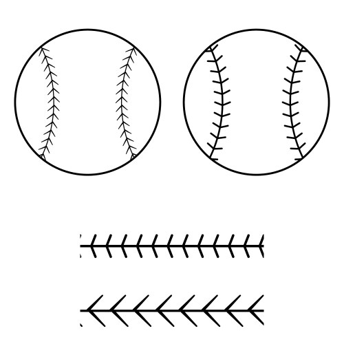 Baseball ball icon silhouette with lacing border vector image