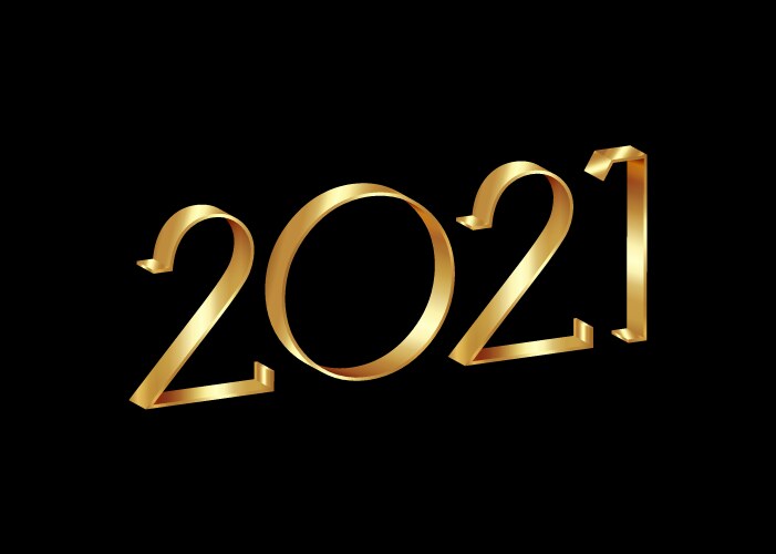 2021 happy new year gold 3d lettering numbers sign vector image