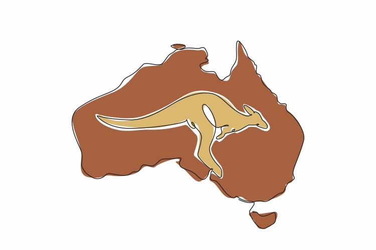 Single continuous line drawing kangaroo vector image