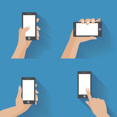 Hand holding smartphone with blank screen vector image