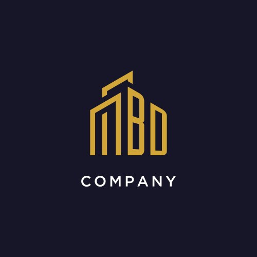 Bd initial monogram with building logo design vector image