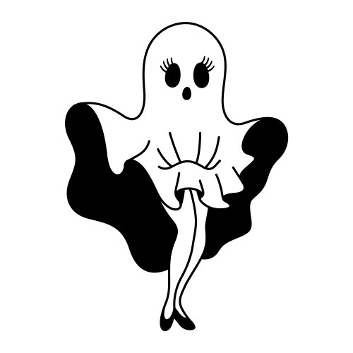 Funny halloween ghost lady for greeting vector image