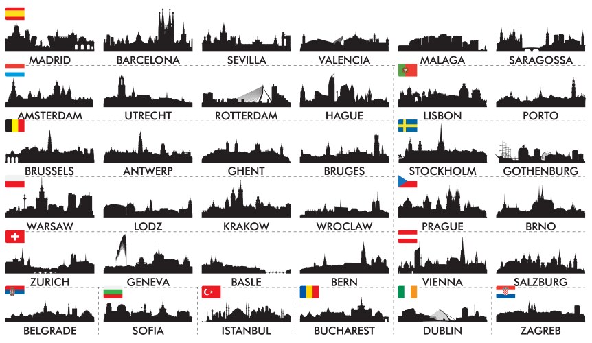 city skyline european countries2 vector image