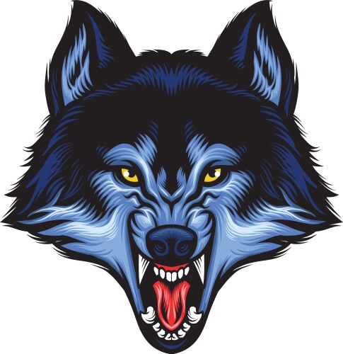 Angry wolf head show his sharp teeth vector image