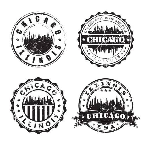 chicago illinois stamp skyline postmark vector image