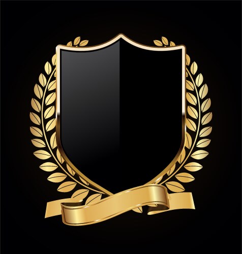 Gold and black shield with laurels 18 vector image