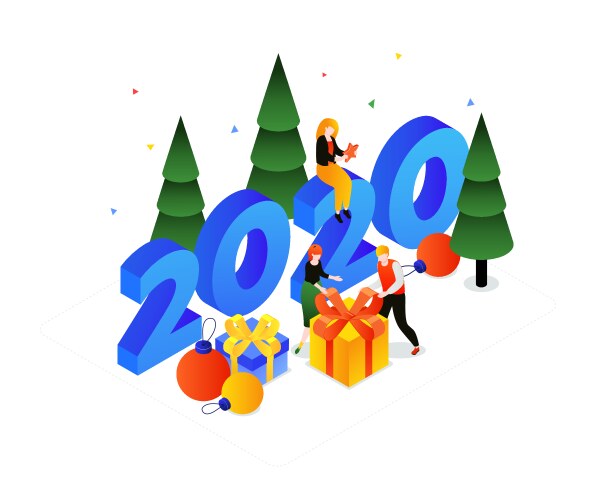 christmas holiday celebration colorful isometric vector image