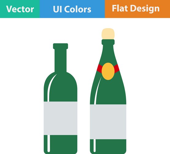 Flat design icon of wine and champagne bottles vector image