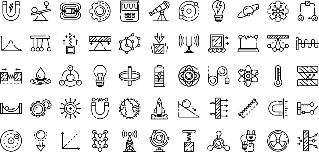 Physics icons set outline style vector image