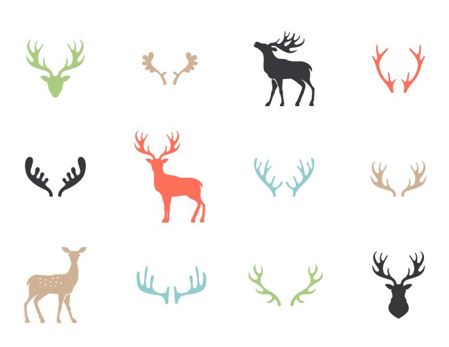 Deer collection - silhouette vector image