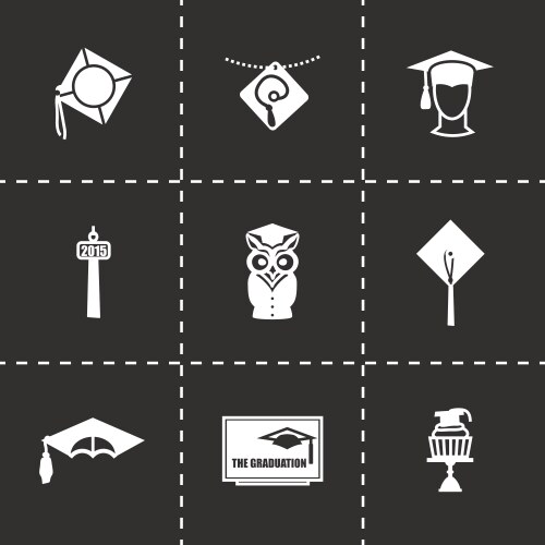 Academic cap icon set vector image