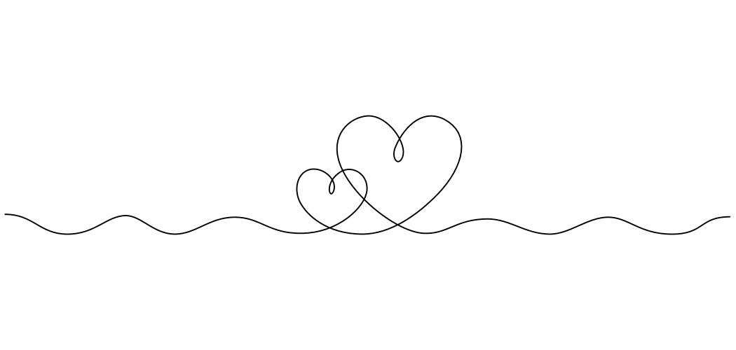 One continuous drawing of two hearts and love vector image