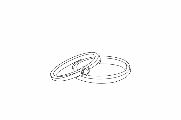 Single one line drawing two stacked rings lying vector image