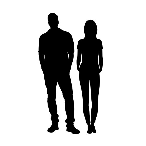 man and woman silhouette couple standing silhouet vector image