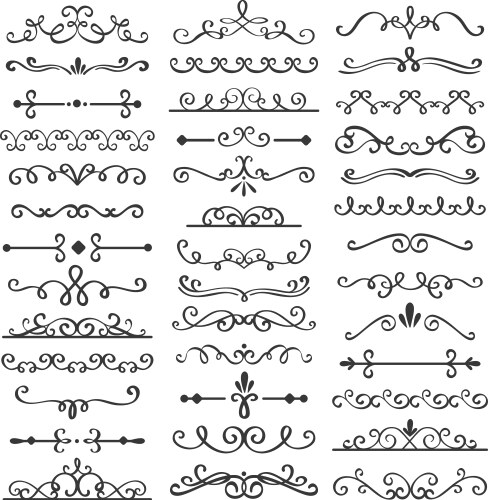 Decorative swirls dividers old text delimiter vector image