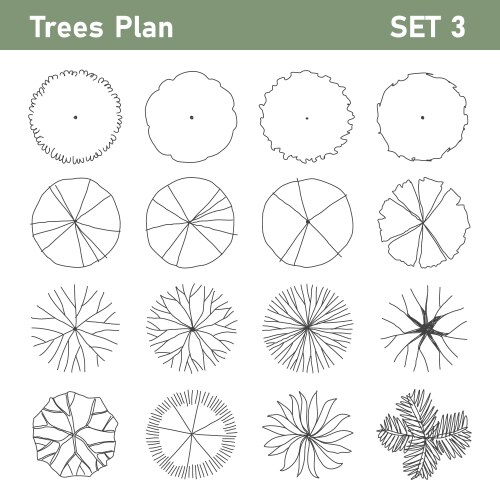 Tree plan top view for landscape set 3 vector image