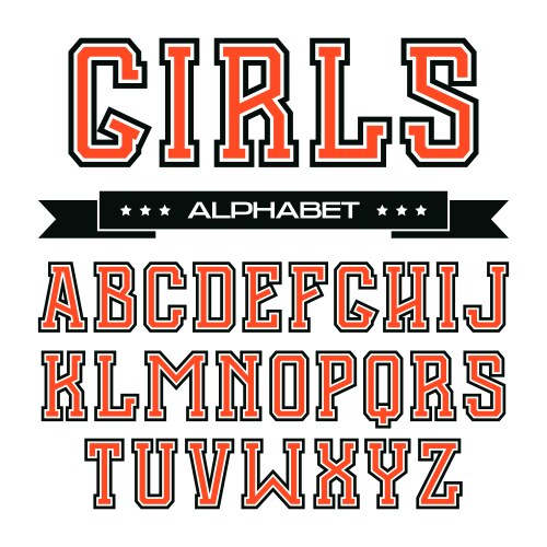 Serif font in the style of college vector image