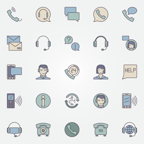 Call center icons set vector image