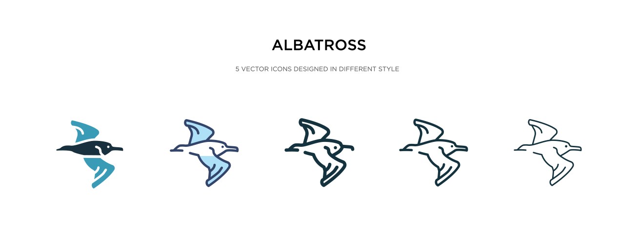 Albatross icon in different style two colored vector image