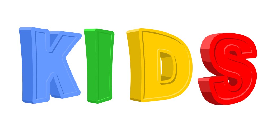 Text kids of colorful cartoon characters vector image