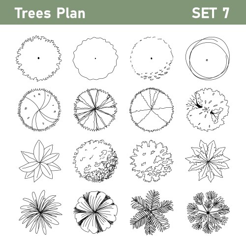 Tree plan top view set 7 vector image