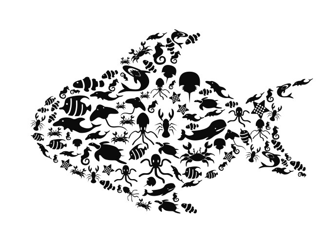 Fish filled with small sea life vector image