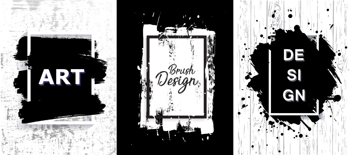 Black paint ink brush stroke texture vector image