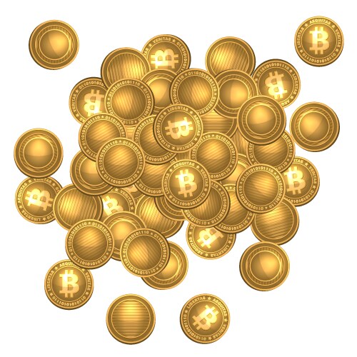 Bitcoins heap isolated on white vector image