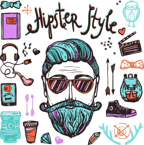 hipster cartoon sketch concept vector image