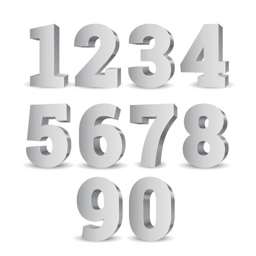 Silver 3d numbers vector image