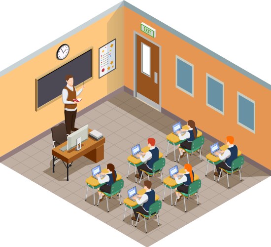 Class room isometric composition vector image