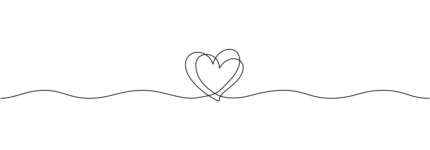 One continuous line drawing of couple hearts vector image