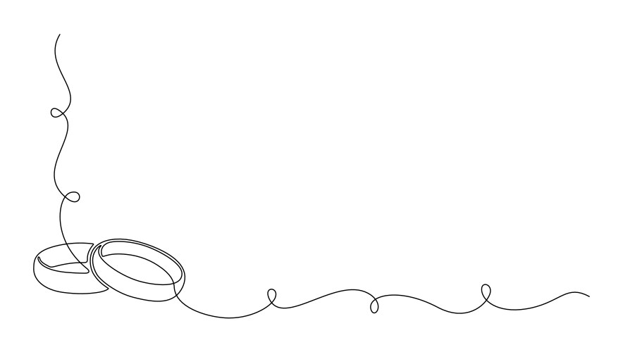 One continuous line drawing of wedding rings vector image