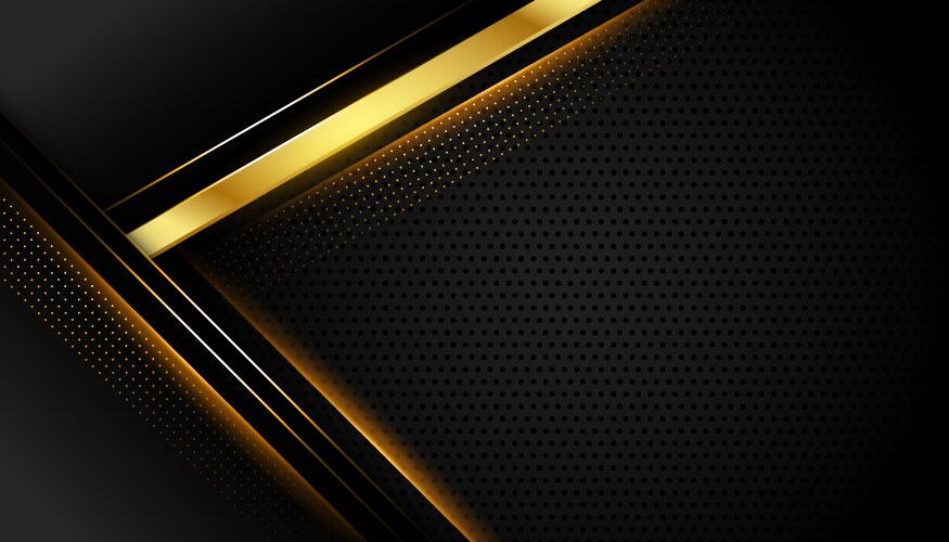 geometric dark background with golden lines shapes vector image