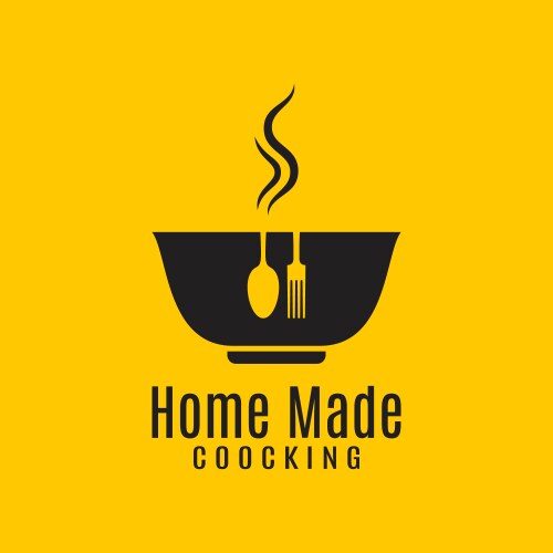 Home cooking logo on yellow in background vector image