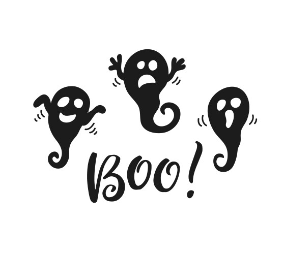 Halloween party poster with spooky ghosts doodles vector image