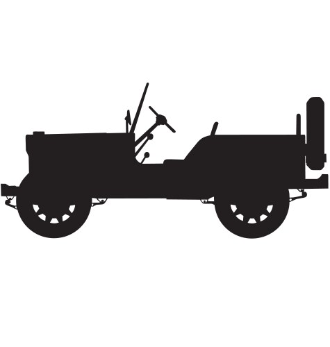 World war two military jeep silhouette vector image