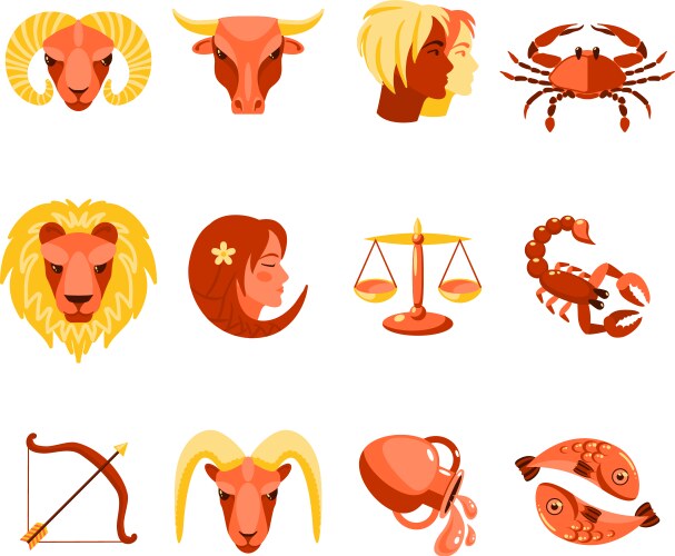 Zodiac icons set flat vector image