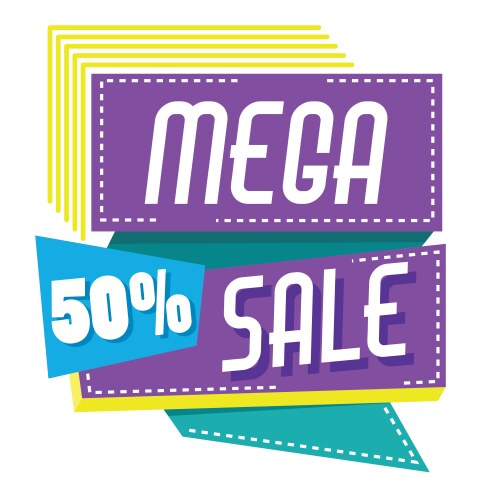 Mega sale discounts poster memphis style vector image