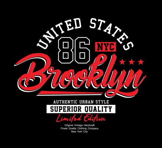 Brooklyn sport typography usa style vector image