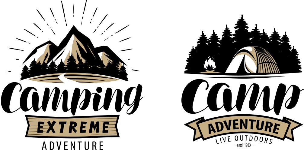 Camping camp logo or label outdoor recreation vector image