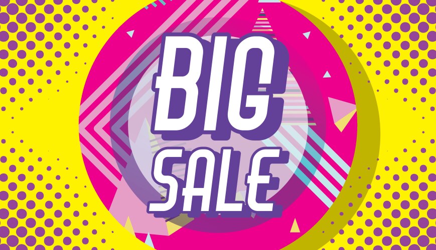 Big sale shopping poster memphis style vector image